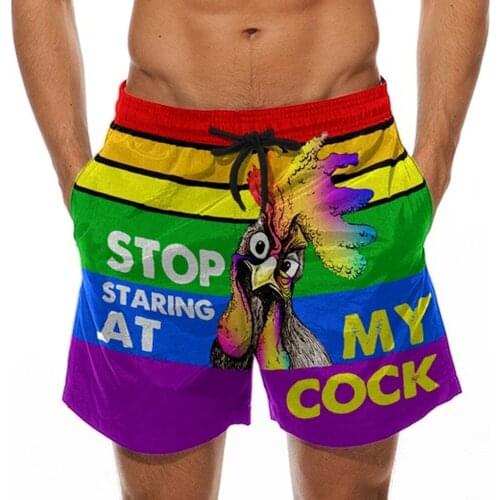 Men Shorts Drawstring Special Cock Print Beer Festival Beach Casual Trouser Male Beach Wear Board Shorts Sunga Masculina