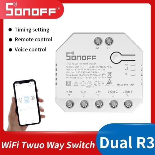 Sonoff Dual R3 Switch Dual Relay Wifi Smart Switch with Power Metering Module Wifi DIY MINI Switch Timing Smart Home App Control