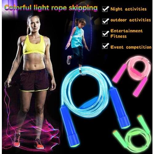 Light Up Multi Colour Glow Kids Adults Fitness Outdoor Exercise rope skipping Indoor Outdoor Workout Aerobic Exercise Blue Pink