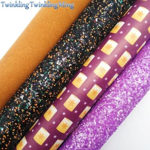 Mixed Colors Glitter Fabirc, Suede Faux Leather Fabric, Synthetic Leather Fabric Sheets For Bow A4 8"x11"Twinkling Ming XM435