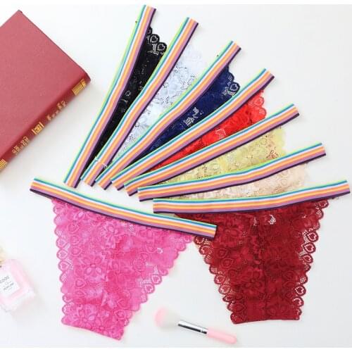 5pcs/lot Women Panties lingerie lace briefs Rainblow 8 Colors bikini intimates Girls Underpants Seamless Intimate bragas 3307nP5