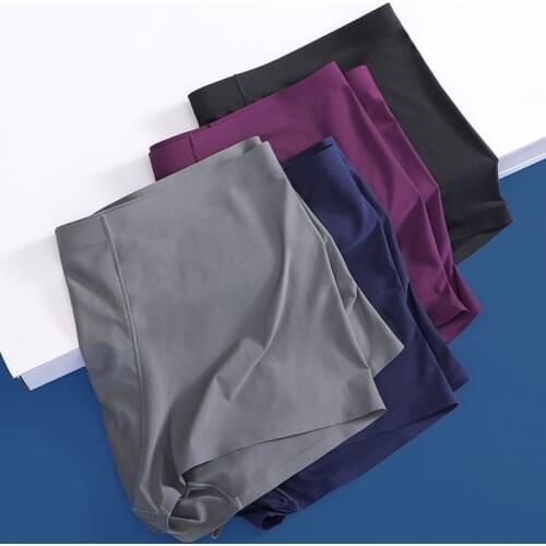 Mens Underwear 3Pcs/Set Silk Convex Boxer Men Solid Seamless Plus Size Nylon Shorts Pants Ice Feel Boxers Homme Male Underpants