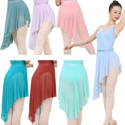 Modern Ballet Dance Wear Ballerina Draps Mesh Wrap Skirt Adult High Low 3 Ways Fitting
