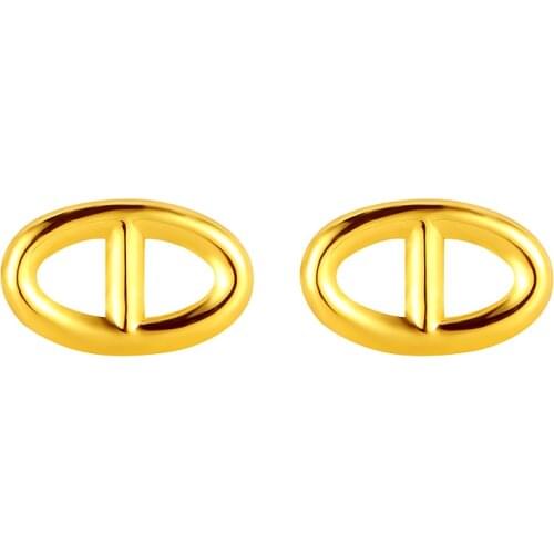 Pure 24K Yellow Gold Earrings Women 999 Gold Stud Earrings Fashion Earrings
