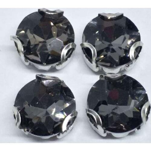 The Stone Flower Gray Crystal Glass Sewing Rhinestones with D Shape Claw DIY Jeans Woman and Wedding Dresses