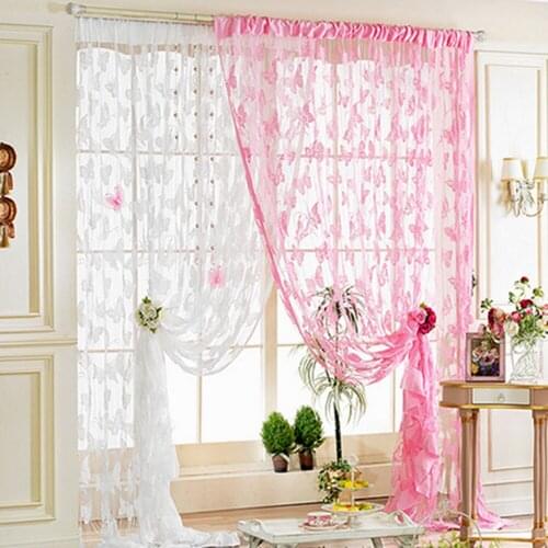 1/2/4 Panels 1*2m Tassel Line Solid 2020 Fashion Butterfly String Curtain Window Door Divider Sheer Curtain Home Decor New D30