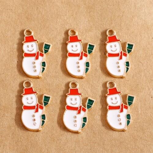10pcs 10*20mm Christmas Snowman Charms for Jewelry Making Earring Enamel Charms Pendants for Necklaces Bracelets DIY Findings