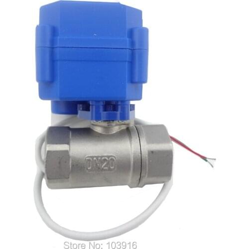 2 way 12VDC CR04 motorized ball valve G3/4" DN20 (reduce port), Stainless steel, electrical valve