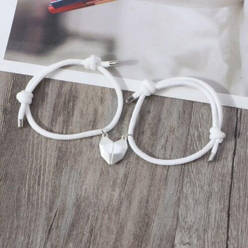 2PCS Magnetic Couple Bracelets Mutual Attraction Pendant With Magnetic Charm Braided Bracelet Gift for Men And Women