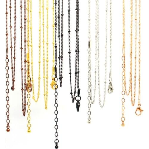 5pcs 30'' +2'' extension (80cm) 316L stainless steel ball station chain living locket chain photo locket necklace