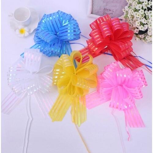 50pcs white/blue/pink large 5cm Pull Bow ribbon Wedding car decoration marriage room Christmas party Decor Gift Wrapping