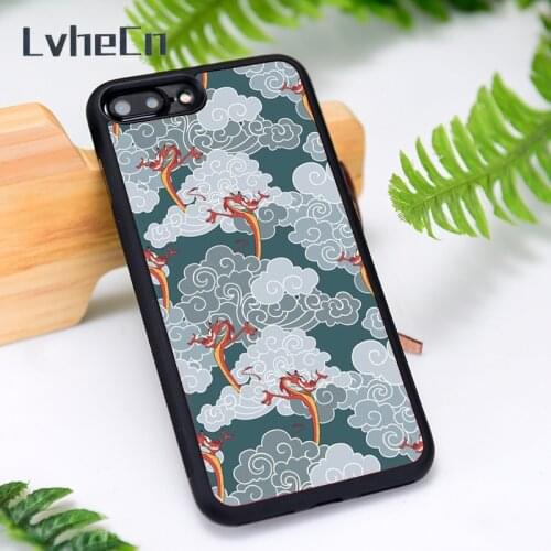 LvheCn Silicone Rubber Phone Case Cover for iPhone 6 6S 7 8 Plus X XS XR 11 12 Mini Pro Max Mulan Mushu clouds