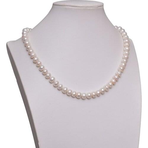 Pure Smooth White Pearls 6*9mm Making Handmade Diy Noble Necklace For Ladies Gifts 19inch H596
