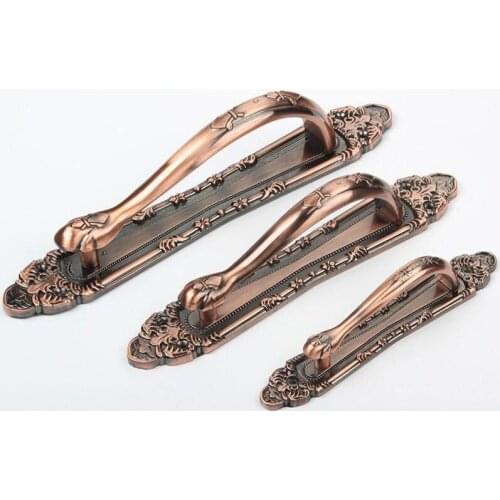 Free Shipping，European style antique copper surface mounted handle, no need to perforate wooden door handle