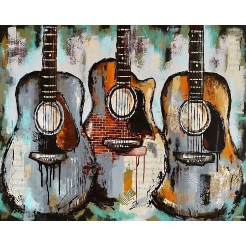 Three guitar art The wooden puzzle 500 pieces ersion jigsaw puzzle white card adult childrens educational toys