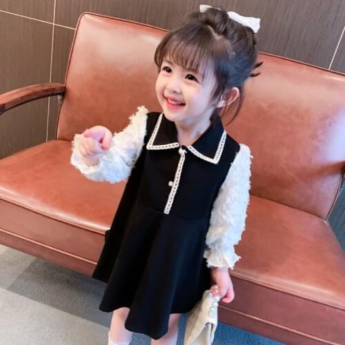 2021 Spring Autumn Children Wear New Dress Little Girls Fragrance Jacquard Black Cute Fashion Dresses
