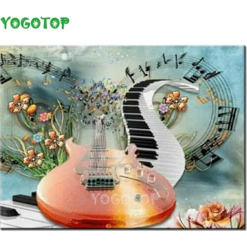 DIY 5D Diamond Painting Guitar music symbol Decoration Full Square Round Craft Kits Embroidery Bead Rhinestone Pictures YY4653