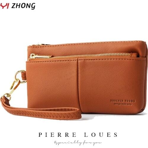 YIZHONG Soft Pu Leather Long Cosmetic Bag for Women Multifunction Small Makeup Purse Large Capacity Wristband Purses Clutch Bag