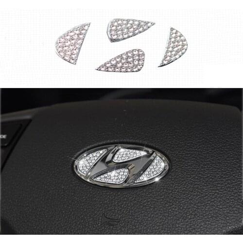For Hyundai i10 i20 i30 ix35 ix55 tucson sonata elantra Car Steering Wheel Logo Diamond Decoration Cover Sticker Accessories