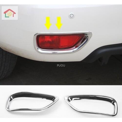 For Nissan Patrol 2017 2018 2019 2020 Car Sticker Detector ABS Chrome Cover Trim Back Tail Rear Fog Light Lamp Frame Parts 2pcs