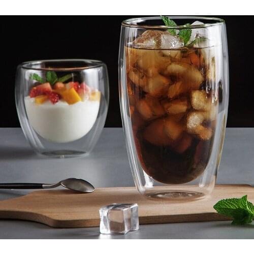Double-layer heat-resistant transparent large-capacity glass water cup flower tea coffee cup wine glass