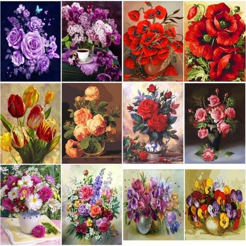 GATYZTORY DIY Painting By Numbers Kids Colourful Flowers Paint By Numbers For Adults Photo Frames For Picture Wall Art Canvas