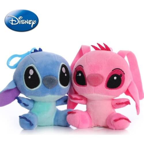 12cm Disney Lilo & Stitch Couple Style Kawaii Plush Keychain Pendant Doll Cartoon Anime Stuffed Plush Girl Toys Kids Xmas Gift