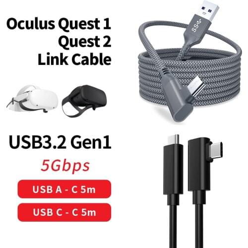 5M Data Line For Oculus Quest 2 Headset Charging Cable 16FT VR Link USB 3.1 Type A to C Cable Data Transfer VR Accessories