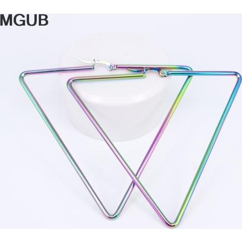 Wholesale High quality Stainless Steel triangle Hoop Earrings With Gold Color Simple Earring For Women JewelryLH823
