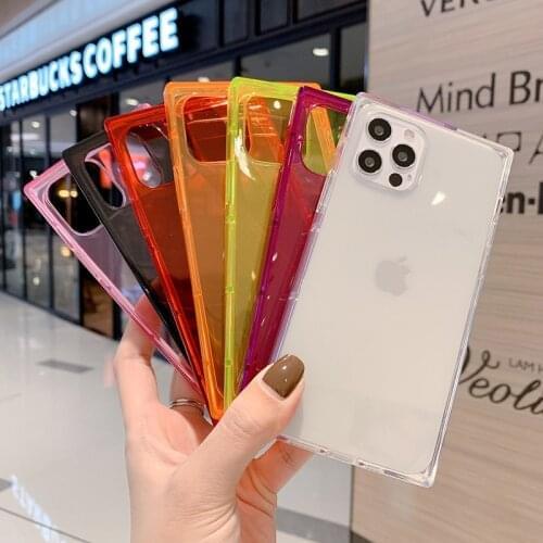 Fashion Square Design Candy Color Soft Phone Case For iphone 11 12 Pro Max mini Back Cover For iphone X XR XS Max 6 6S 7 8 Plus