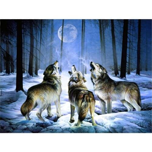 Wolf Animal DIY 11CT Embroidery Cross Stitch Kits Craft Needlework Set Cotton Thread Printed Canvas Home Dropshipping