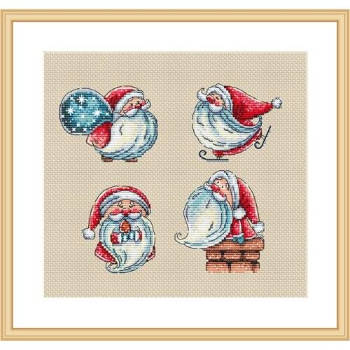 DIY 14ct Counted Cross Stitch Kits For Embroidery Needlework Santa Claus Christmas Decor