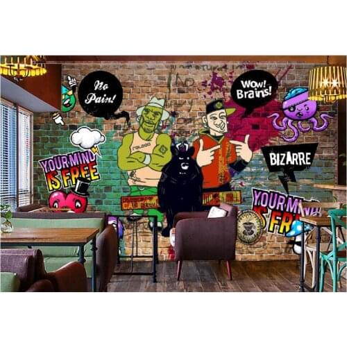Custom photo mural 3d wallpaper Retro nostalgic graffiti hip hop bar brick wall home decor living room wallpaper for walls 3 d
