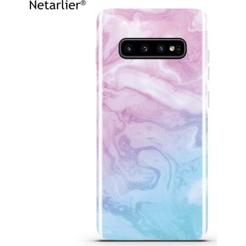 Netarlier Lovely Fitted Case For Samsung Galaxy S10 Plus S10e Cotton Candy Pink Blue Glossy IMD Marble Phone Cover Capa Funda