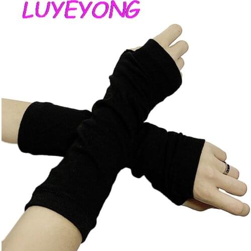 Black Punk Gothic Unisex Fingerless Gloves Elbow Length Mittens 2020 Cool Stretch Arm Warmer Ninja Sport Outdoor Cuff Women Men