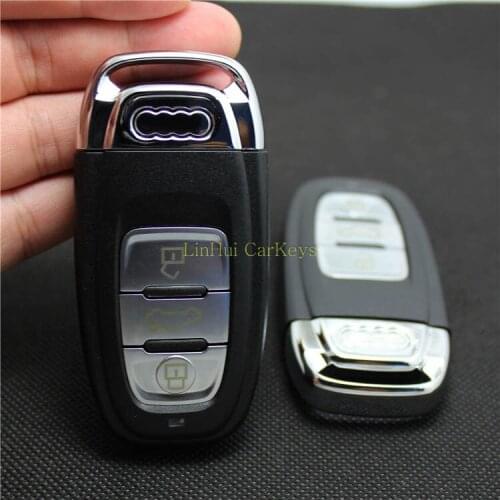 PINECONE Car Key Shell for Audi A4L A6L A5 Q5 RS5 Q5 Quattro Remote Smart Key 3 Buttons With Uncut Brass Blade 1 PC