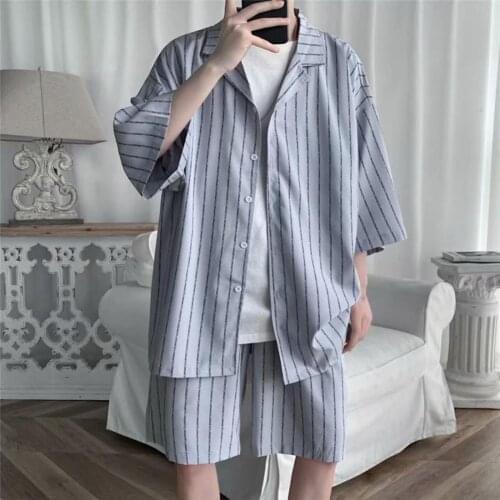 Casual Men Outfit Short Sleeve Lapel Shirt And Short Suits Sweatsuits Male Summer 2 Piece Set Casual Clothes