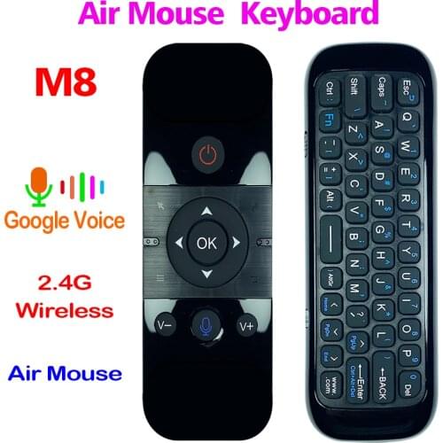 M8 Air Mouse Keyboard Voice Remote Control Smart Google Voice 2.4G Wireless Lithium Battery IR Learning Android 3318 X96 HK1