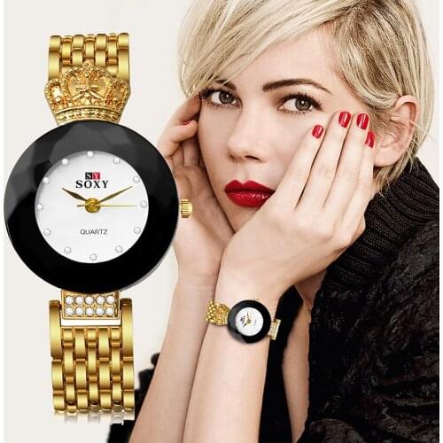 Luxury Women Watches Popular Golden SOXY Watch Female Party Clock Quartz Stainless Steel Elegant Wristwatch Reloj Mujer