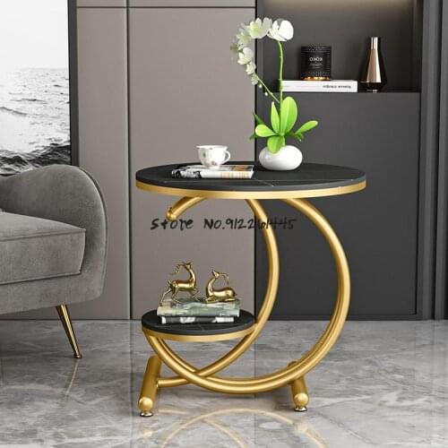 Balcony Light Luxury Marble Tea Table Living Room Simple Net Red Bedside Table Sofa Side Cabinet Corner Table Mini