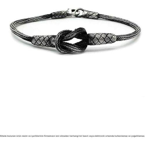 Silver Love Düğümü kazaz Knitted Unisex Bracelet