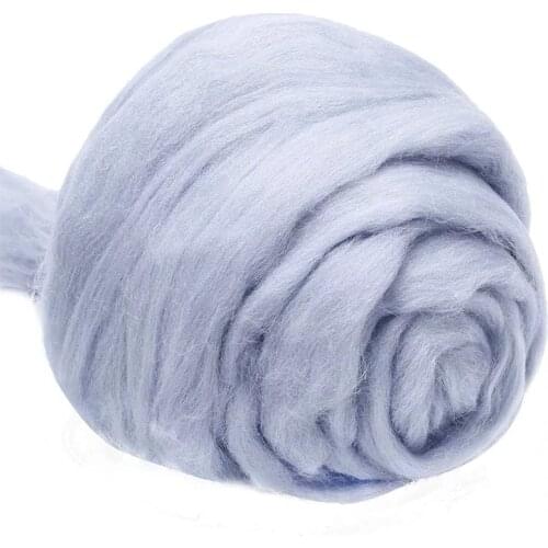 LMDZ 3.53oz Ash Blue Wool Roving Yarn, Wool Felting Supplies, 100% Pure Wool, Chunky Yarn, Spinning Wool Roving for Felting DIY