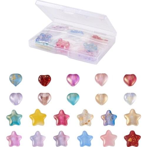 1 Box Heart Star Dog Paw Print Electroplate Spray Painted Glass Beads Mixed Color Jewelry Making Necklaces Bracelets Supplies