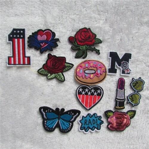Hot cartoon patterned mixture hot melt adhesive applique embroidery patches stripes DIY clothing accessory patch C5418-C5442