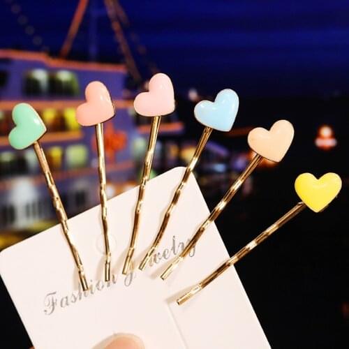 Hot Sale Color Love Heart Word Clip Side Clip Sweet Heart Shaped Hairpin Barrette Hair Accessories for Women Hair Clips