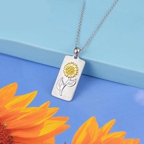 MENGYI Fashion Women Sweater Chain Sunflower Necklace You Are My Sunshine Pendant Necklace Flower Girl Gift Jewelry