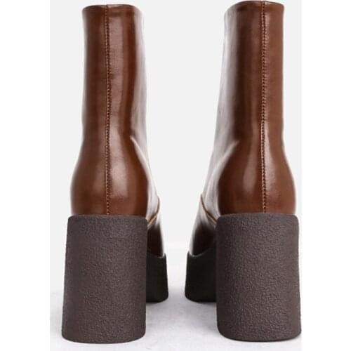 MUMANI Woman‘s Modern Boots Platform Super High Heel 9CM Concise Thin Square Toe ZIP Martin Square Heel Stretch ANKLE Boots