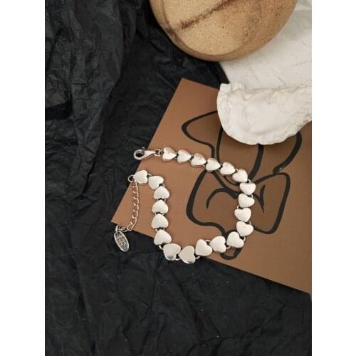 Han version 925 sterling silver retro high love bracelet women ins small simple cold wind heavy industry bracelet