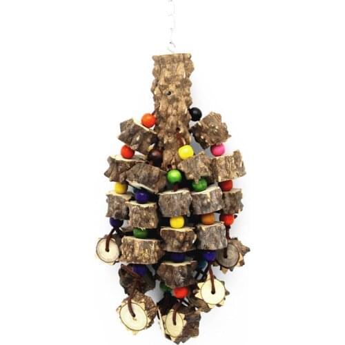Large Parrot Chew Toy Bird Chewing Toy Multicolored Wooden Blocks Tearing Toys for African Grey Macaws Cockatoos Eclectus Amazon