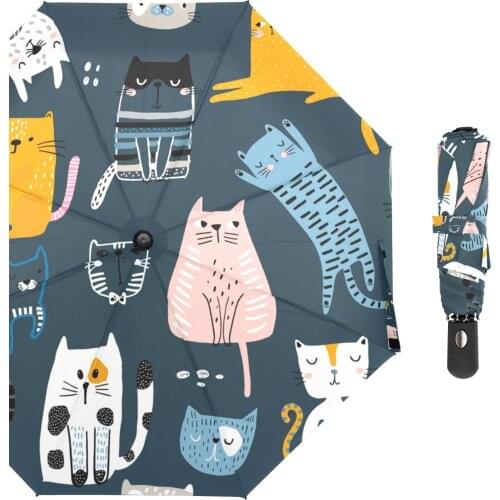 New Ultralight Cat Umbrella Creative Automatic Umbrella Rain Women Folding Kitty Umbrellas Windproof